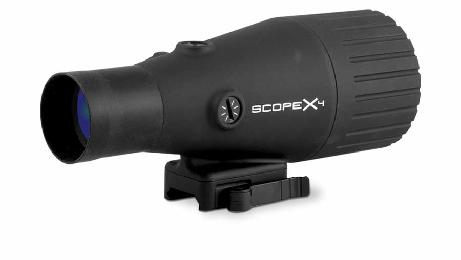 Sector Optics ScopeX4 works with all scopes having front tube standard 30mm or 1-inch diameter.